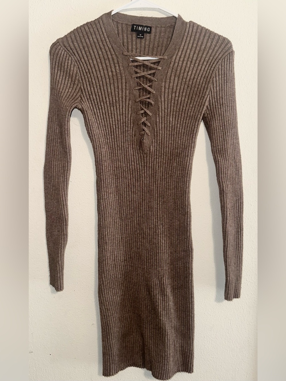 TIMING Brown Long Sleeve Dress